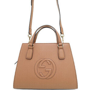 Gucci Soho grained leather top handle bag 2way tote shoulder bag